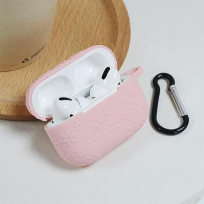 China Colorful Emboss Flower Silicone Earphone Cover Case For Airpod Pro for sale