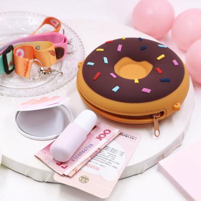 China Cute Soft Donut Silicone Bag Zipper Purse With Pattern Crossbody Purse And Handbag Cell Phone Bags FoIphone Case for sale