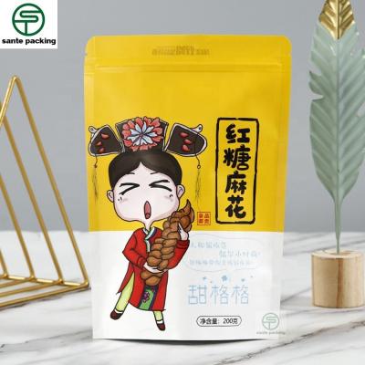 China Security Custom Candy Bags Mylar Zip Lock Sugar Powder Packaging Plastic Bags Resealable Food Stand Up Pouches With Clear Window for sale