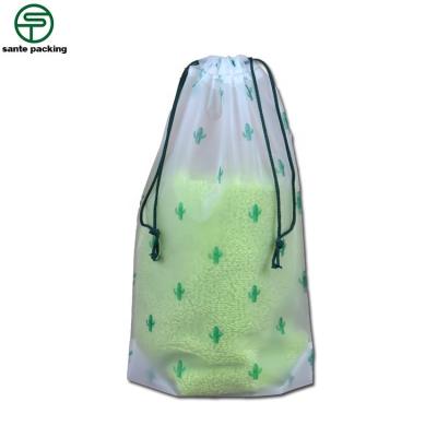 China BIODEGRADABLE Matte Plastic With Custom Logo Printing Frosted EVA Drawstring Bag for sale