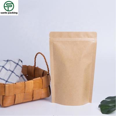 China Recyclable Kraft Paper Bags Stand Up Bag Zip Seal Paper Bag For Storage for sale