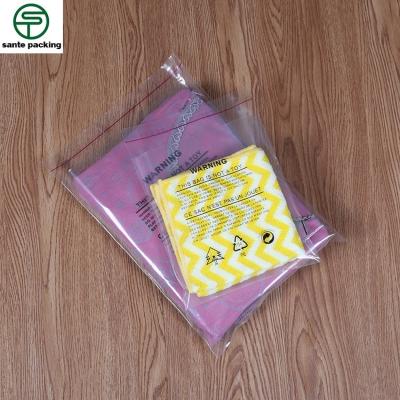 China Hot Selling Recyclable Customized Thickness Transparent Pe Self Adhesive Sealed Poly Bag With Choking Warning for sale