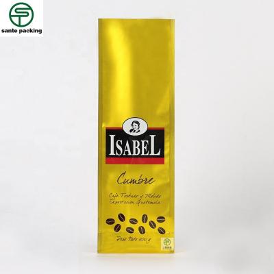 China Recyclable Custom Golden Printing Aluminum Foil Flat Bottom 250g 500g 1000g 1kg Coffee Packaging Pouch for sale