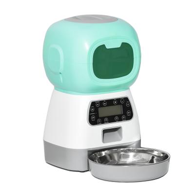 China Smart Sensing 3.5L Automatic Pet Feeder Automatic Infrared Audio Robot Driver Automatic Dog Cat Bowl Pet Feeder for sale