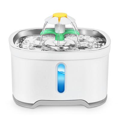 China Automatic 2.5L LED Cat Dog Waterer Dispenser Stainless Steel Pets Water Automatic Pet Drinking Water Fountain for sale