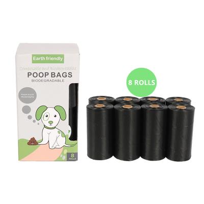 China Eco Friendly Fully Biodegradable Compostable Dog Stored Cornstarch Waste Bag 8 Rolls PLA Cat Pet Poop Bag for sale