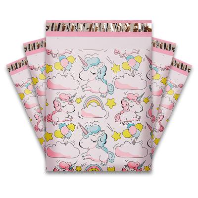 China Strong Adhesive Custom Printed Luxury UNICORNS Express Shipping Plastic Butterfly Kids Messenger Poly Mailers Mailing Bags for sale