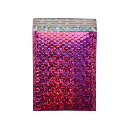 China Hot Sale Strong Adhesive Logo Metallic Foil Pink Padded Custom Envelopes Shipping Bags Rose Gold Bubble Mailers for sale