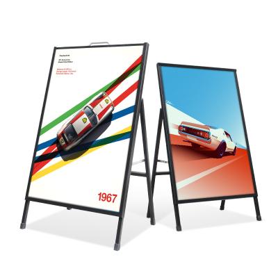 China Eco-friendly Custom Cheap Steel Double Side Durable Folding A Frame Iron Display Rack Signage Advertising Display Trade Show Poster Stand for sale