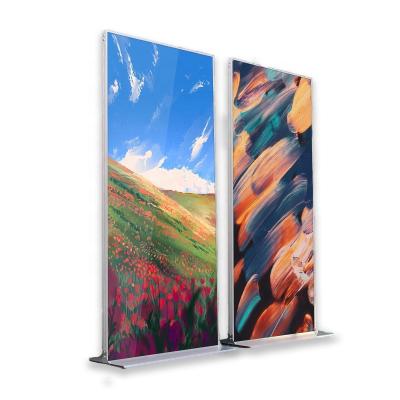 China New Model Double Sided Magnetic Ultrathin Floor-Mount Eco-friendly Saving Screen Outdoor Standing Vertical Billboard for sale