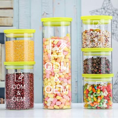 China High Freshness Retention Reusable Food Storage Borosilicate Glass Jar Containers Package Tea Suger Coffee Cereal Bottle Containers for sale