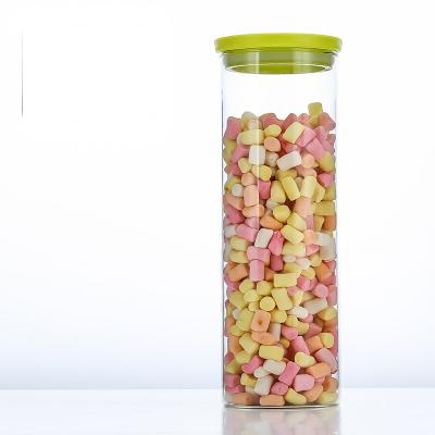 China Freshness Preservation Clear Borosilicate Glass Jars Air Tight Glass Canister Kitchen Food Storage Container With Plastic Lid For Candy for sale