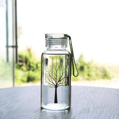 China Highest Viable Wholesale Glass Drinking Water Juice Bottle With Lid Borosilicate Glass Water Bottles Qual for sale