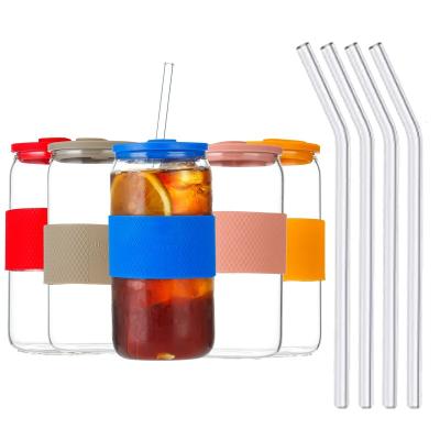 China Wholesale Custom Europe Logo 16Oz 20Oz Beer Can Shaped Glass With Lid And Straw for sale