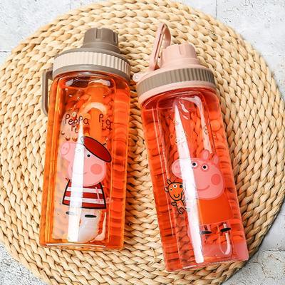 China Factory Direct Borosilicate Glass Borosilicate Glass Cartoon Style Viable Drinking Water Bottle With Straw For Children Kids School for sale