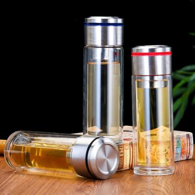 China Best Selling Viable Tea Cup Manufacturer China Double Wall Leak Glass Water Bottle With Tea Infuser for sale