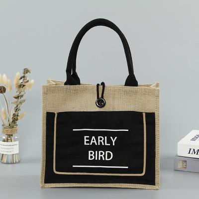 China Hot Selling Soft-Loop Canvas Cotton Tote Bag Reusable Natural Non Woven Jute Shopping Bag Custom Logo Printed for sale