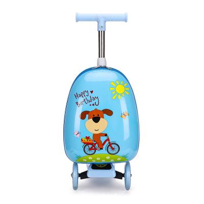 China High Quality Cute Glitter Children's Scooter Small Suitcase Trolley Bag ABS Lazy Travel Luggage for sale