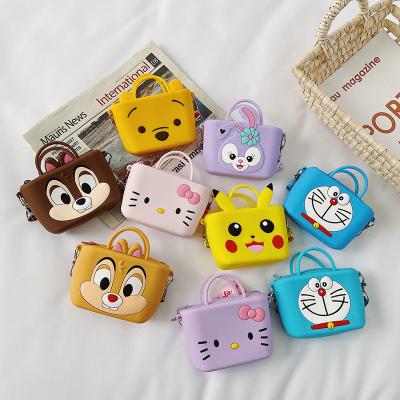 China High Quality 3D Cartoon Squirrel Shoulder Bag Cute Soft Silicone Children's Portable Coin Purse Cosmetic Bag for sale