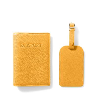 China Slim Passport Holder and Luggage Tag Travel Gift Set RFID PU Passport Holder Custom Leather Cover for sale