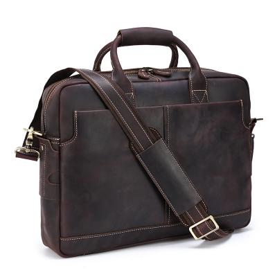 China ODM Vintage Genuine Leather Top Layer Cowhide Laptop Bag Men's Waterproof Genuine Leather Handbag Bag for sale