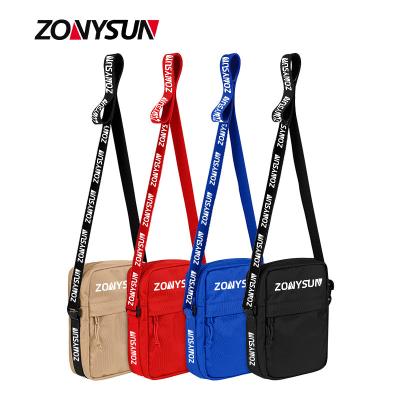 China Custom Logo Sport Fashion Style Men's Shoulder Messenger Bag Small Mini Canvas Chest Messenger Phone High Quality for sale