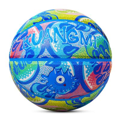 China 2021 Hygroscopic Sports Training Student Fashion Graffiti Colorful Art Basketball Hygroscopic Game.Sports 7 size for sale