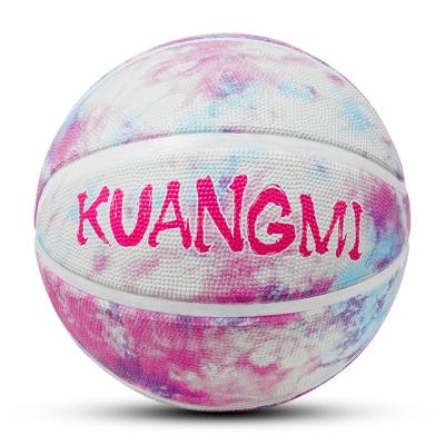 China PU Kuangmi basketball color basketball indoor and outdoor application size5 dyed knotting rubber ball for sale