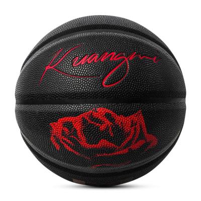 China Black Printed Indoor Outdoor Training Basketball PU Basketball 7 Size Customized Sports Training Game.Sports for sale