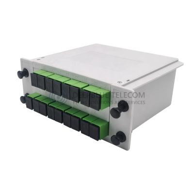 China FTTH FTTxFTTB Network FTTH Fiber Optic Cassette PLC Splitter 1*16 with SC APC for sale