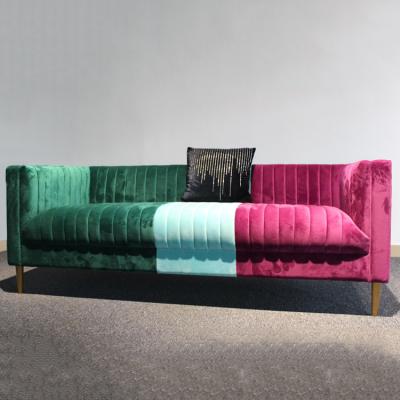 China Comfortable and Leisure Modern Fabric Customized 2 Seater Sofa Chesterfield Furniture Home Hotel Living Room Couch Velvet Velvet Sofa for sale