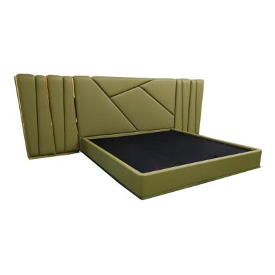 China Other Italian Modern King Size Luxury Leather Bed With Storage And Long Headboard for sale