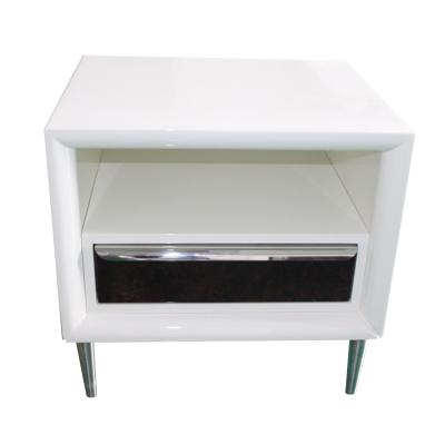 China (Other)Soild Adjustable High Gloss White Wood Modern Bedroom Bedside Table Nightstands for sale