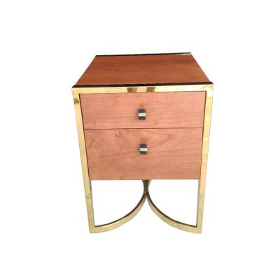 China Nightstands(Other)Adjustable Luxury Modern Stainless Steel Base Bedroom Furniture Wooden Bed Side Table for sale