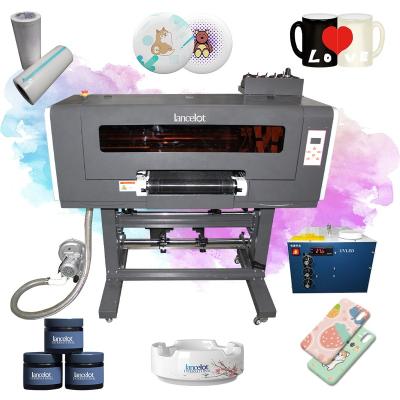 China Garment Shops 30cm print width uv dtf Rolling conveyor belt crystal label sticker printer 3D vanish oil printing uv ink printer three TX800 for sale