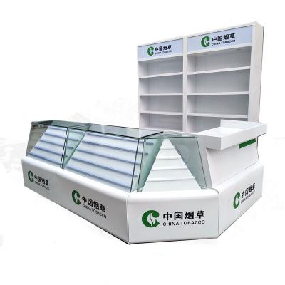 China Retail Stores Factory Supply China Tobacco Display Showcase Cigarette Glass Cabinet Smoke Pimp Smoke Pimp Stick Storage Counter for sale