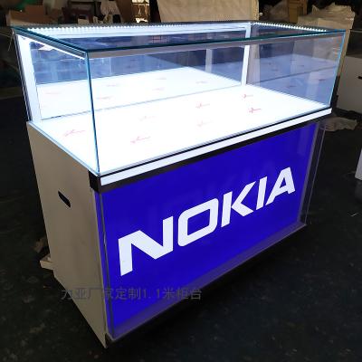 China Factory Retail Stores Cell Phone Jewelry Counter Glass Display Cabinets Custom Metal Display Showcase for sale