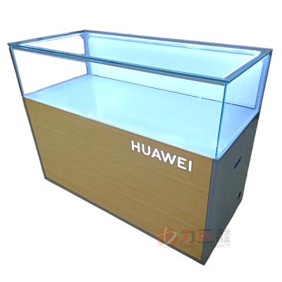 China Open On Back Metal Cell Phone Display Case Lighting Glass Counter Display Mobile Cell Phone Showcase for sale