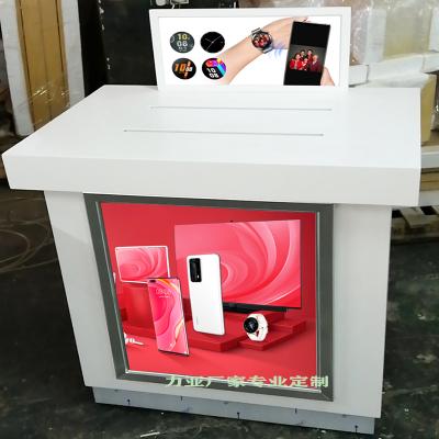 China Shops Factory Custom Display Cabinet Display Cabinet Cell Phone Display Wooden Desk Counter for sale