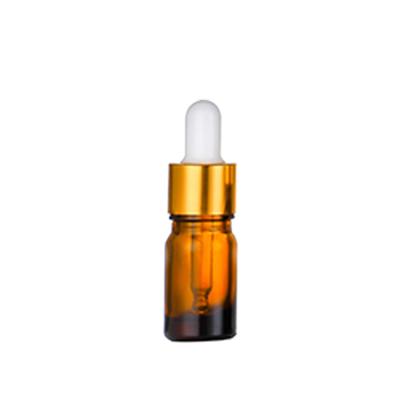 China Hot Selling Cosmetic Round 5ml Mini Essential Oil Amber Glass Bottle With Dropper for sale