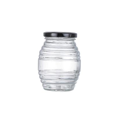 China 370ml Food Grain Storage Food Glass Clear Sealed Jar For Honey Jam for sale