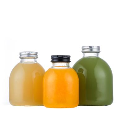 China Glass Fruit Juice Drinking Beverage Glass Bottle Cold Pressed 262ML 360ML 492ML Beverage for sale