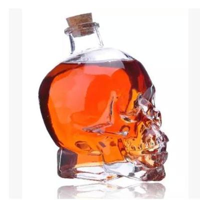 China Head Beverage 750ml Skull Glass Wine Bottles Handcrafted Glass Decanter For Liquor, Vodka, Bourbon, Tequila, Rum for sale