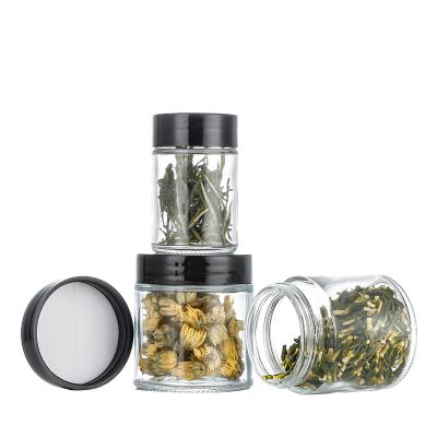 China Clear Heavy Duty Hemp Packaging 100ml 150ml 200ml Hemp Medicine Child Cap Glass Jar for sale