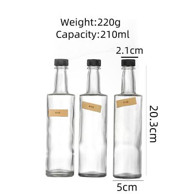 China Hot Sale 210ml Transparent Round Food Glass Bottle For Olive Oil for sale