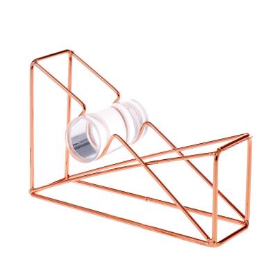 China Cute Mini Desktop Masking Tape Dispenser Desk Wire Metal Clamp (Rose Gold) for sale