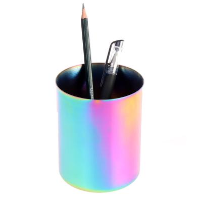 China Colorful Brush Holder Desk Organizer, Stainless Steel Stationery Pen Holder for Home or Office for sale