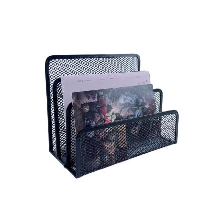 China Modern black Mesh Letter Holder with 3 storage slots, to simplify and organize incoming or outgoing mail for sale