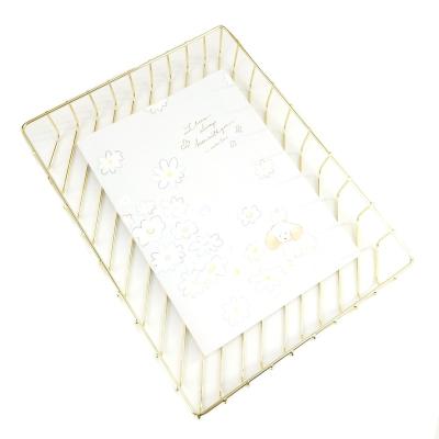 China Gold Modern Metal Storage Rack Office Supplies Office Supplies Desk Organizer Decorative School Accessories Magazine Document Letter Paper File Tray for sale