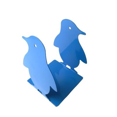 China Save The Space Blue Cute Cartoon Penguin Non-Slip Bookends Art Bookend Book Organizer for sale